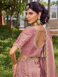 Gorgeous Dusty Pink Embroidered Silk Lehenga Choli With Dupatta
