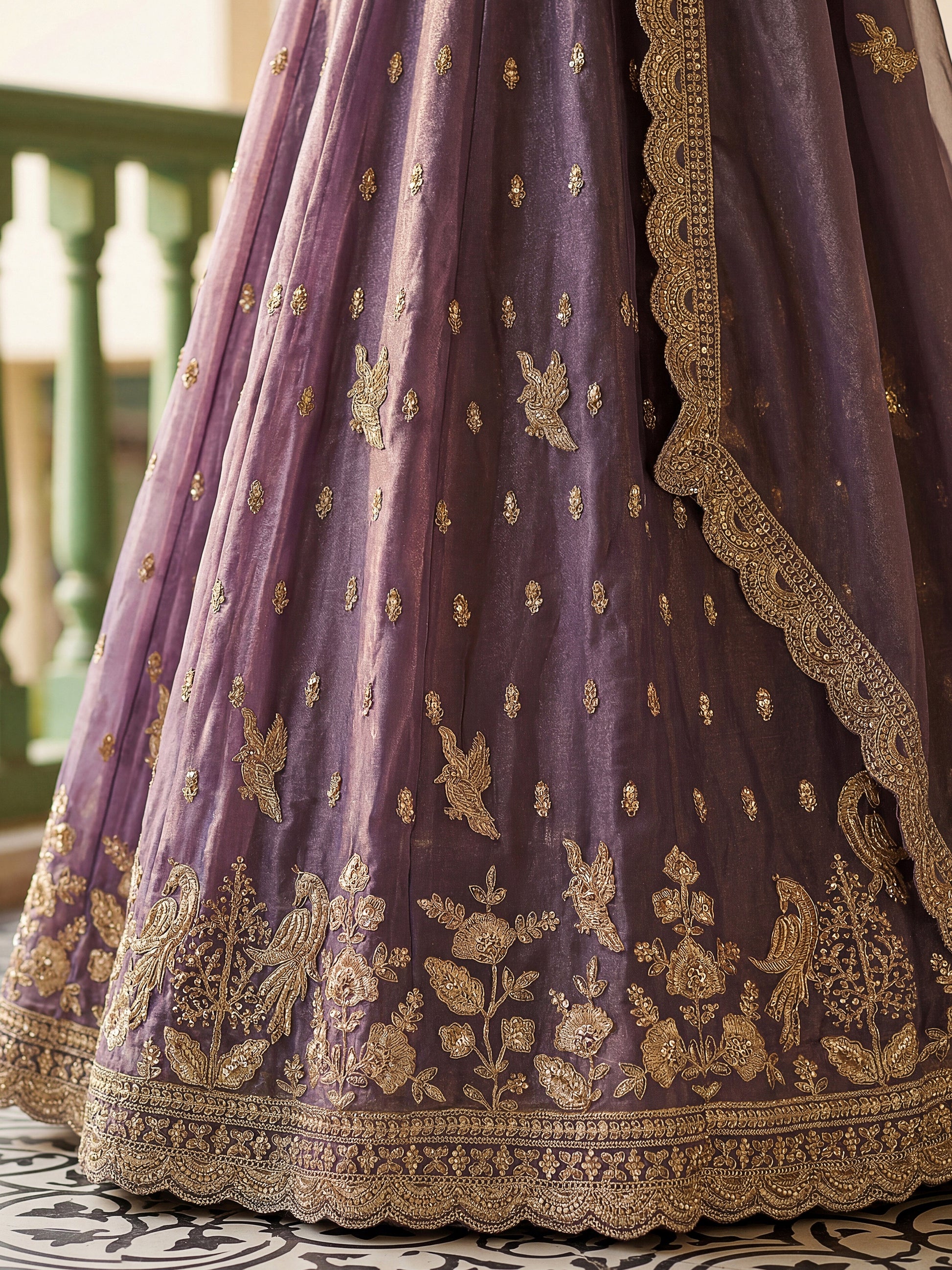 Awesome Purple Embroidered Organza Wedding Wear Lehenga Choli With Dupatta
