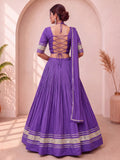 Mesmerizing Purple Lace Work Cotton Navratri Wear Lehenga Choli
