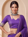 Mesmerizing Purple Lace Work Cotton Navratri Wear Lehenga Choli