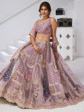 Regal Lavender Zari Weaving Banarasi Silk Engagement Wear Lehenga Choli