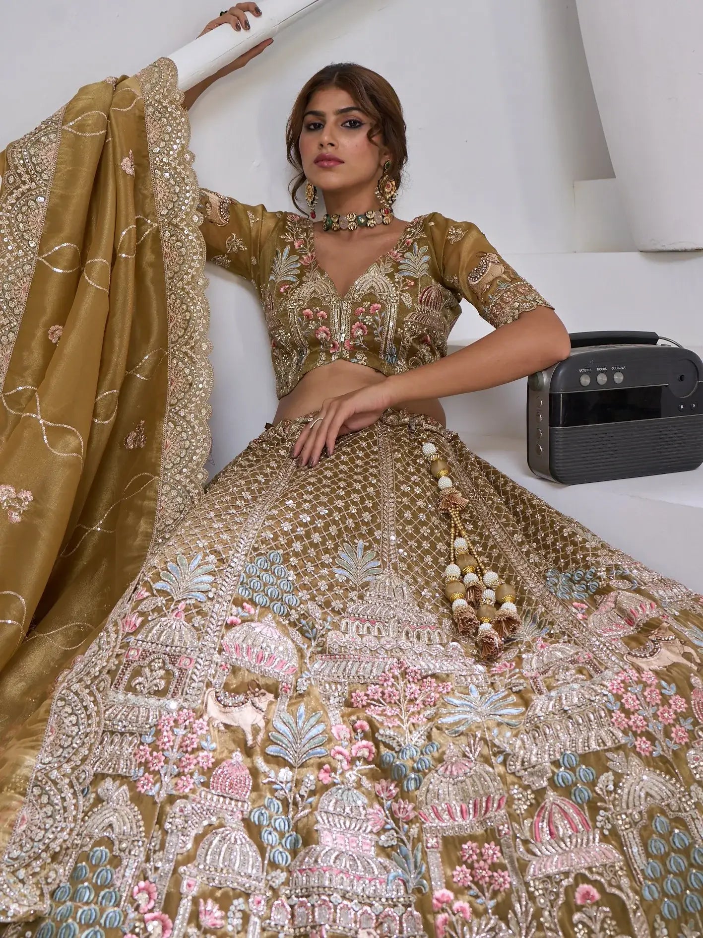 Superb Mehendi Green Heavy Embroidered Organza Lehenga Choli With Dupatta