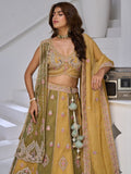Alluring Yellow-Green Embroidered Tissue Function Wear Lehenga Choli