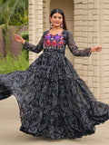 Astonishing Black Gamthi Work Georgette Festive Wear Gown