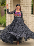 Astonishing Black Gamthi Work Georgette Festive Wear Gown