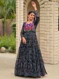 Astonishing Black Gamthi Work Georgette Festive Wear Gown