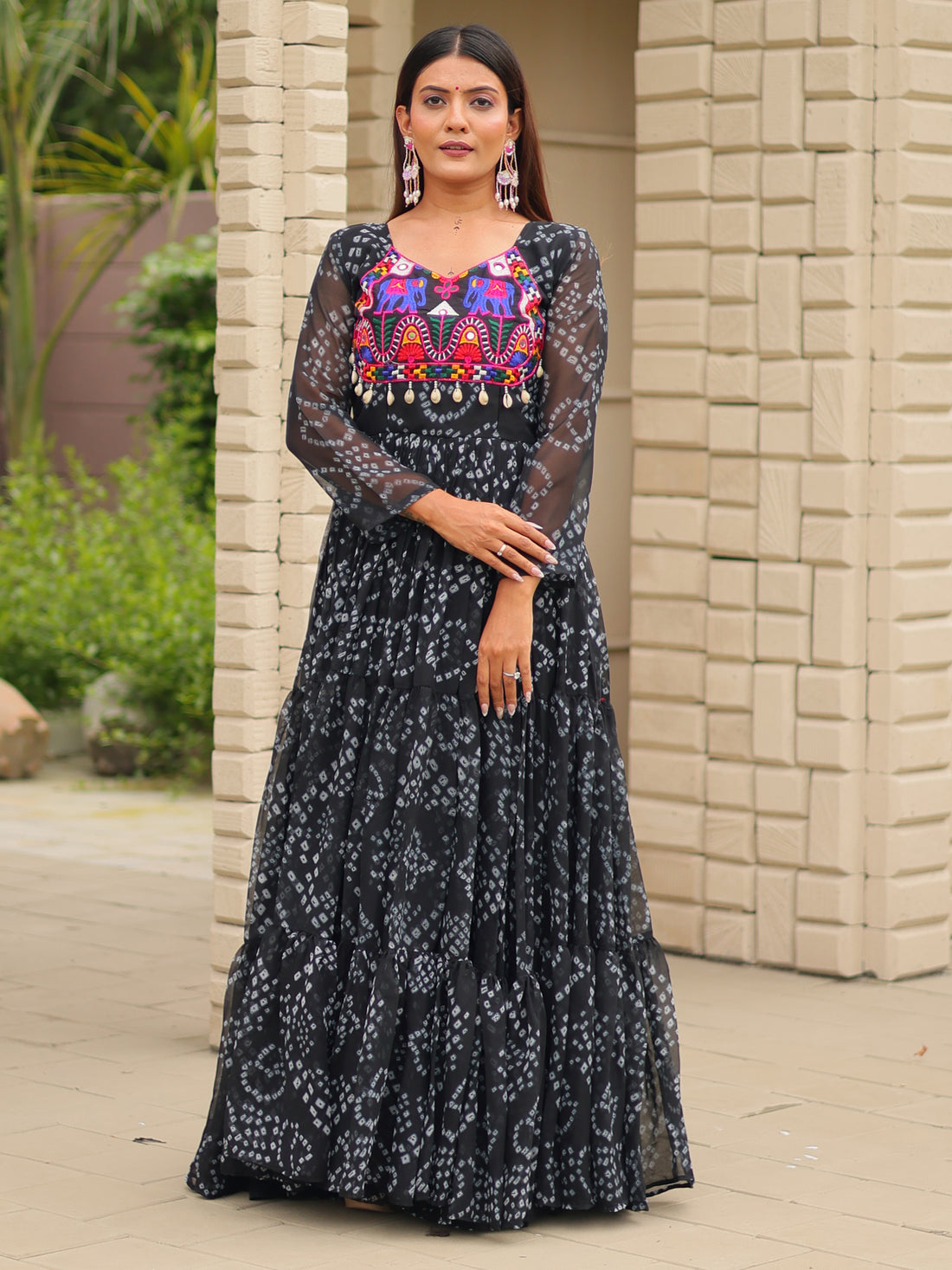 Astonishing Black Gamthi Work Georgette Festive Wear Gown