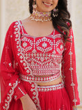 Fabulous Pink Sequins Georgette Party Wear Lehenga Choli With Dupatta