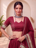 Dazzling Maroon Mirror Work Cotton Navratri Wear Lehenga Choli