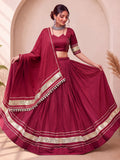 Dazzling Maroon Mirror Work Cotton Navratri Wear Lehenga Choli
