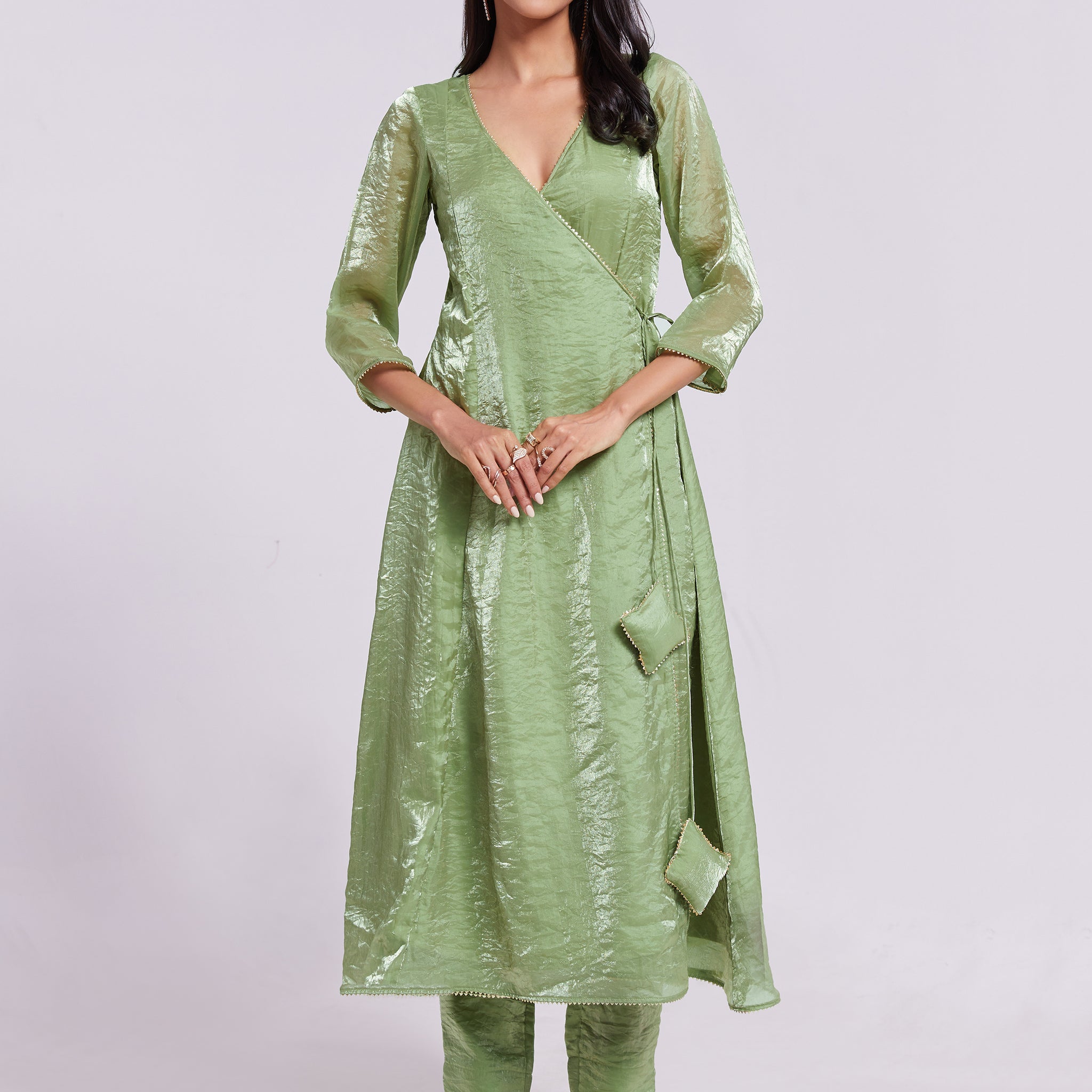 Astonishing Sea Green Organza Festival Wear Kurta With Pant