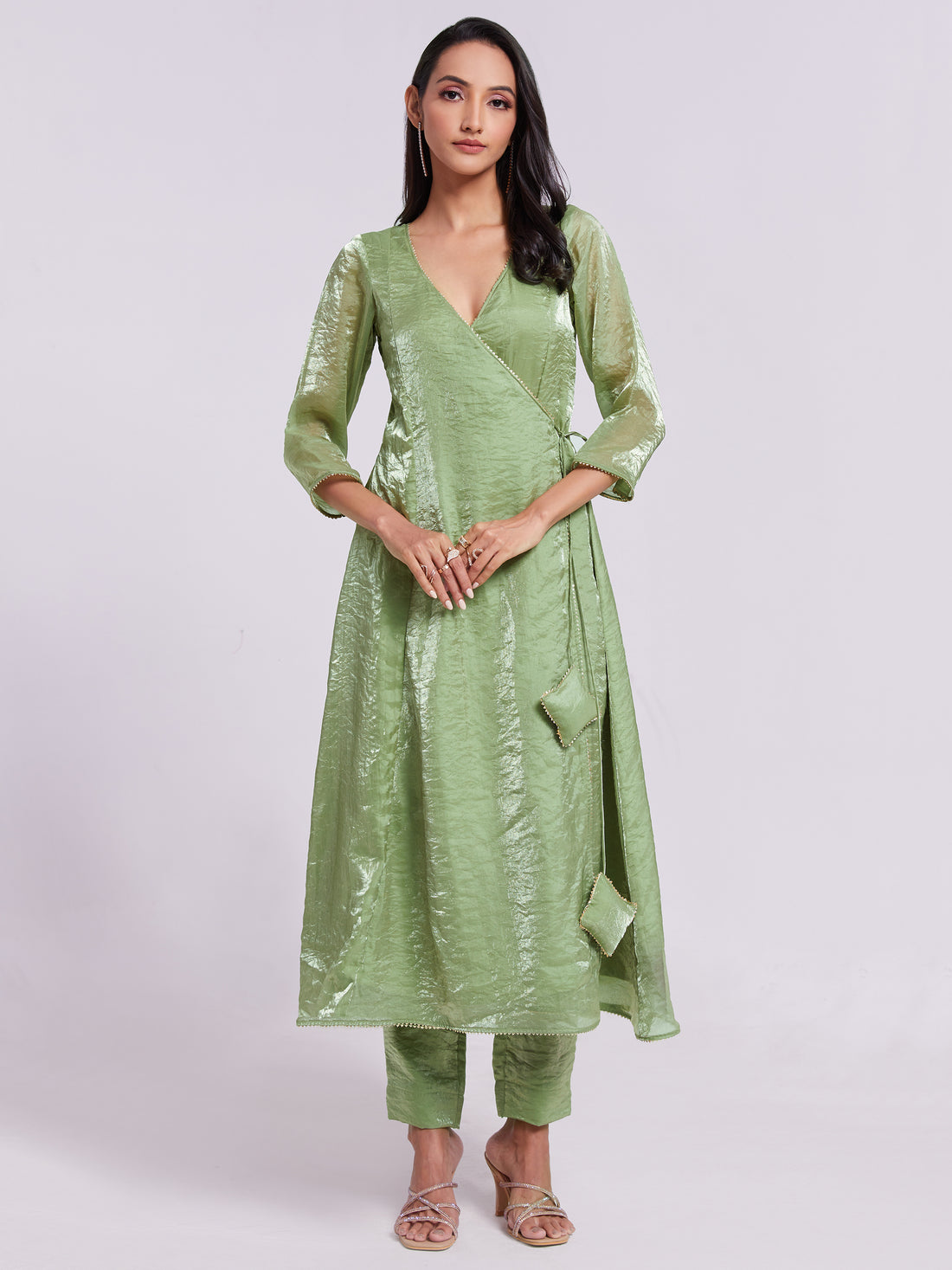 Astonishing Sea Green Organza Festival Wear Kurta With Pant
