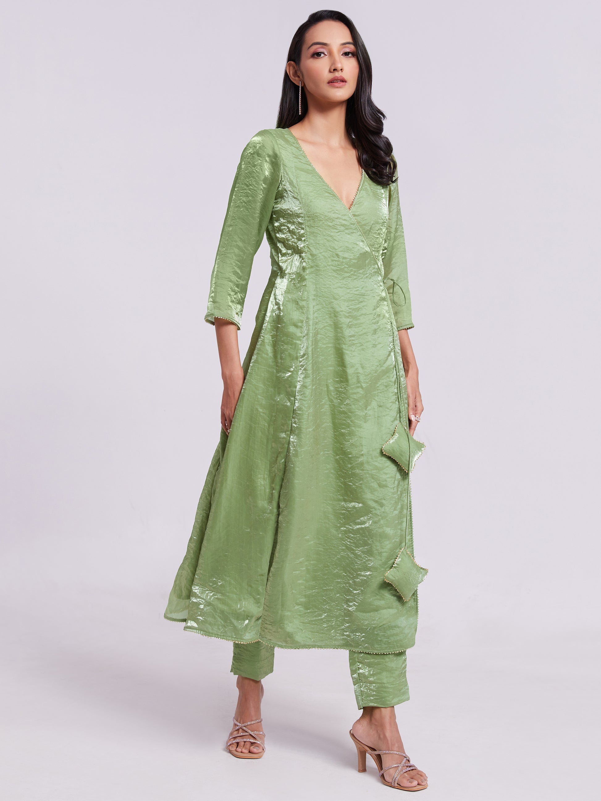 Astonishing Sea Green Organza Festival Wear Kurta With Pant