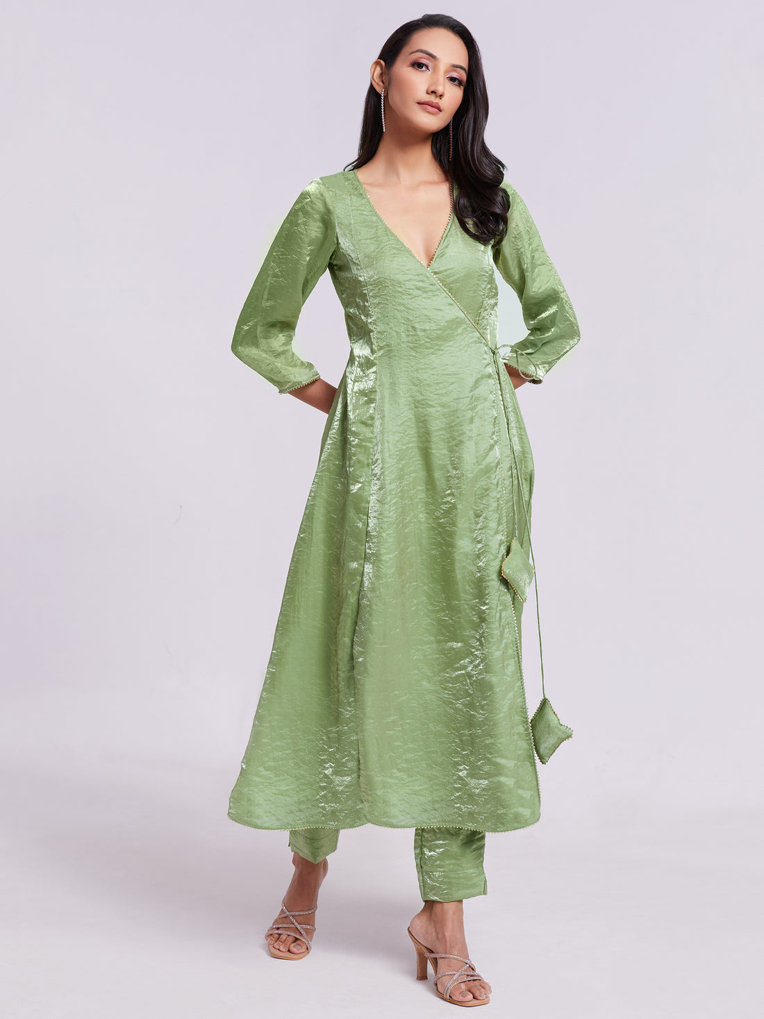 Astonishing Sea Green Organza Festival Wear Kurta With Pant