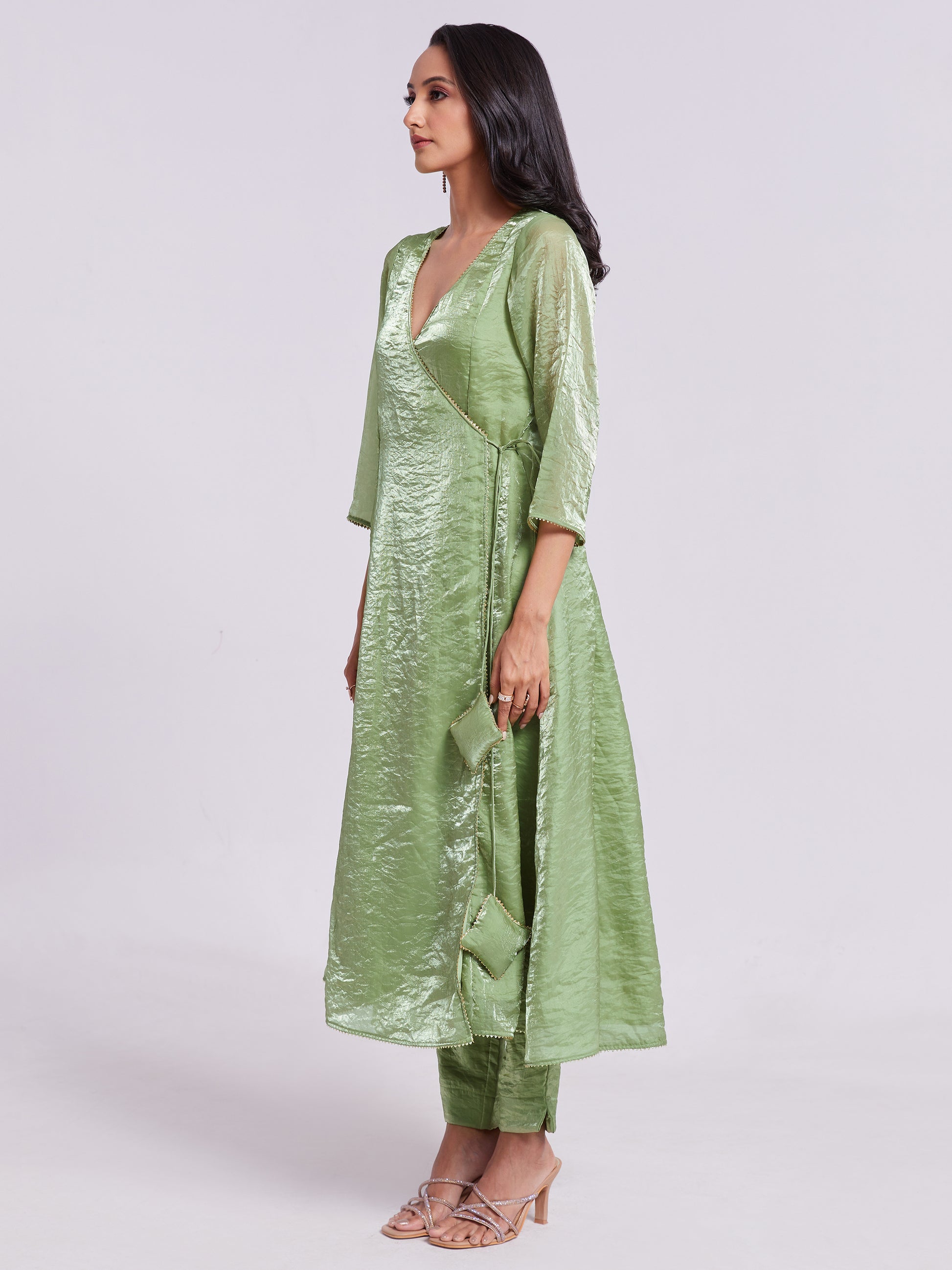 Astonishing Sea Green Organza Festival Wear Kurta With Pant
