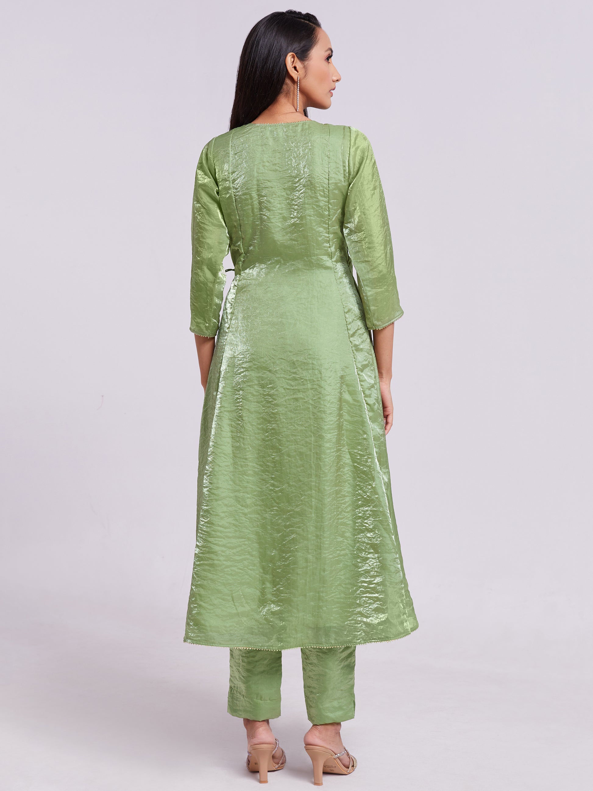 Astonishing Sea Green Organza Festival Wear Kurta With Pant