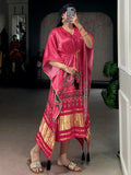 Beautiful Rose Pink Gota Patti Gaji Silk Event Wear Kaftan