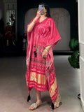 Beautiful Rose Pink Gota Patti Gaji Silk Event Wear Kaftan