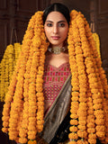 Stunning Black Zari Weaving Silk Traditional Saree With Blouse