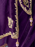 Glamorous Purple Sequins Work Tissue Silk Bridal Wear Saree