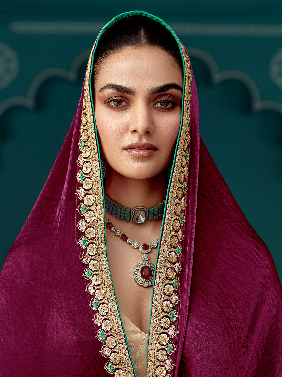 Glamorous Wine Embroidered Border Tissue Silk Bridal Wear Saree