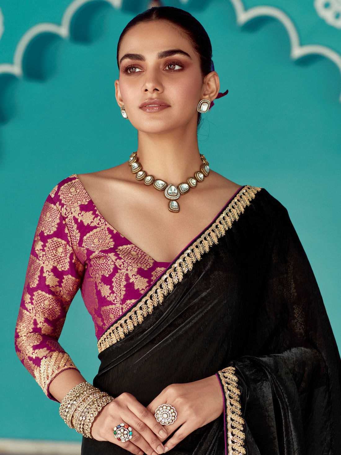 Incredible Black Sequins Embroidered Tissue Silk Party Wear Saree With Blouse