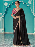 Incredible Black Sequins Embroidered Tissue Silk Party Wear Saree With Blouse
