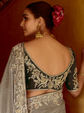 Amazing Grey Sequins Organza Traditional Wear Saree With Blouse