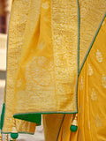 Outstanding Yellow Zari Weaving Dola Silk Haldi Wear Saree