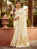Alluring Off-White Zari Weaving Dola Silk Festive Wear Saree With Blouse