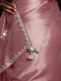 Fascinating Pink Tissue Silk Engagement Wear Saree With Blouse