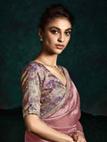 Fascinating Pink Tissue Silk Engagement Wear Saree With Blouse