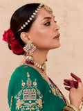 Fabulous Purple Thread Embroidered Viscose Wedding Wear Saree