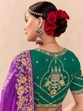 Fabulous Purple Thread Embroidered Viscose Wedding Wear Saree
