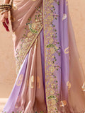 Tantalizing Ivory Thread Embroidered Viscose Bridal Wear Saree