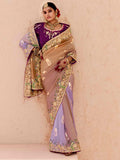 Tantalizing Ivory Thread Embroidered Viscose Bridal Wear Saree