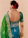 Magnetic Green Thread Embroidered Viscose Bridal Wear Saree