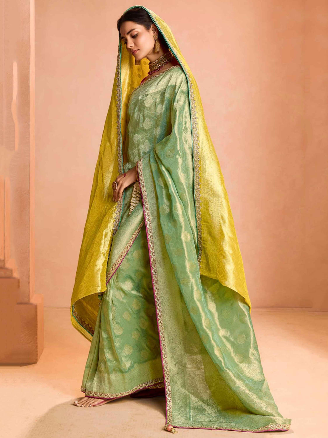 Winning Green Zari Weaving Silk Function Wear Saree With Blouse