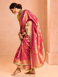 Incredible Red Zari Weaving Silk Wedding Wear Saree With Blouse