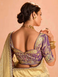 Surprising Ivory Color Zari Weaving Silk Festival Wear Saree
