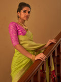 Astonishing Lime Green Weaving Silk Traditional Saree With Blouse