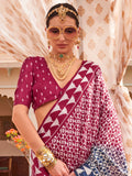 Attractive Wine Digital Printed Silk Traditional Saree With Blouse