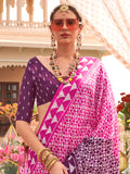 Incredible Pink Digital Printed Silk Festival Wear Saree With Blouse