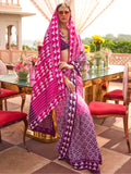 Incredible Pink Digital Printed Silk Festival Wear Saree With Blouse
