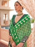 Adorable Green Digital Printed Silk Casual Wear Saree With Blouse