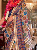 Enchanting Cream Foil Printed Silk Casual Wear Saree With Blouse