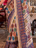 Enchanting Cream Foil Printed Silk Casual Wear Saree With Blouse