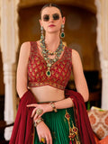 Surprising Green Zari Weaving Silk Wedding Lehenga Choli With Dupatta