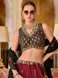 Marvelous Maroon Zari Weaving Silk Wedding Wear Lehenga Choli