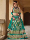 Stunning Green Bandhani Print Silk Reception Wear Lehenga Choli
